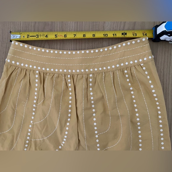 Floreat Anthropologie| Boho dot embroidered mustard skirt, size 4•••100% cotton - Picture 9 of 10